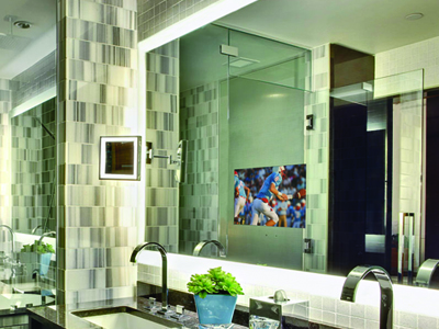 Electric Mirror also has a whole line of Lighted Mirrors and Lighted Mirror TVs. The Ritz Carlton in Los Angeles chose the Silhouette Lighted Mirror TV.