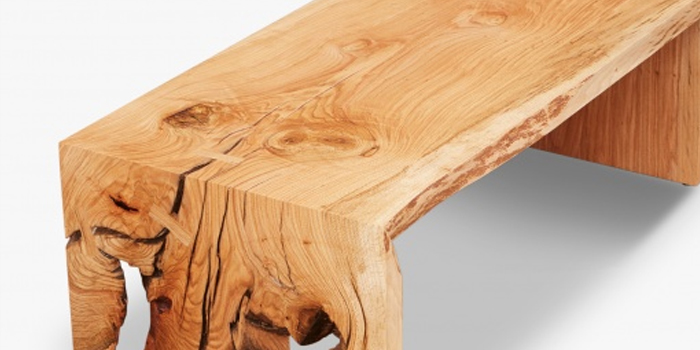 Closeup of the beautiful texture of a 45L x 22W x 15H Oak coffee table by Urban Hardwoods.
