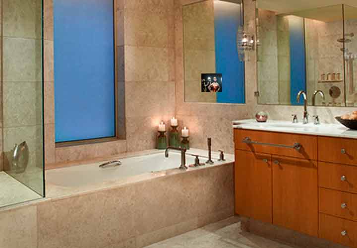 Loft Bathroom Mirror TV at the Ritz Carlton in Dubai United Arab Emirates