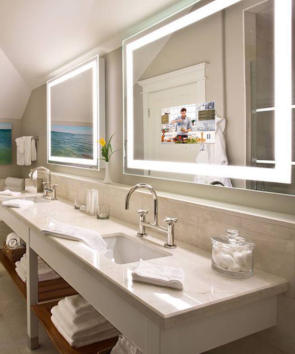 Integrity Lighted Mirror and Lighted Mirror TV at the Pearl on Rosemary Beach Florida