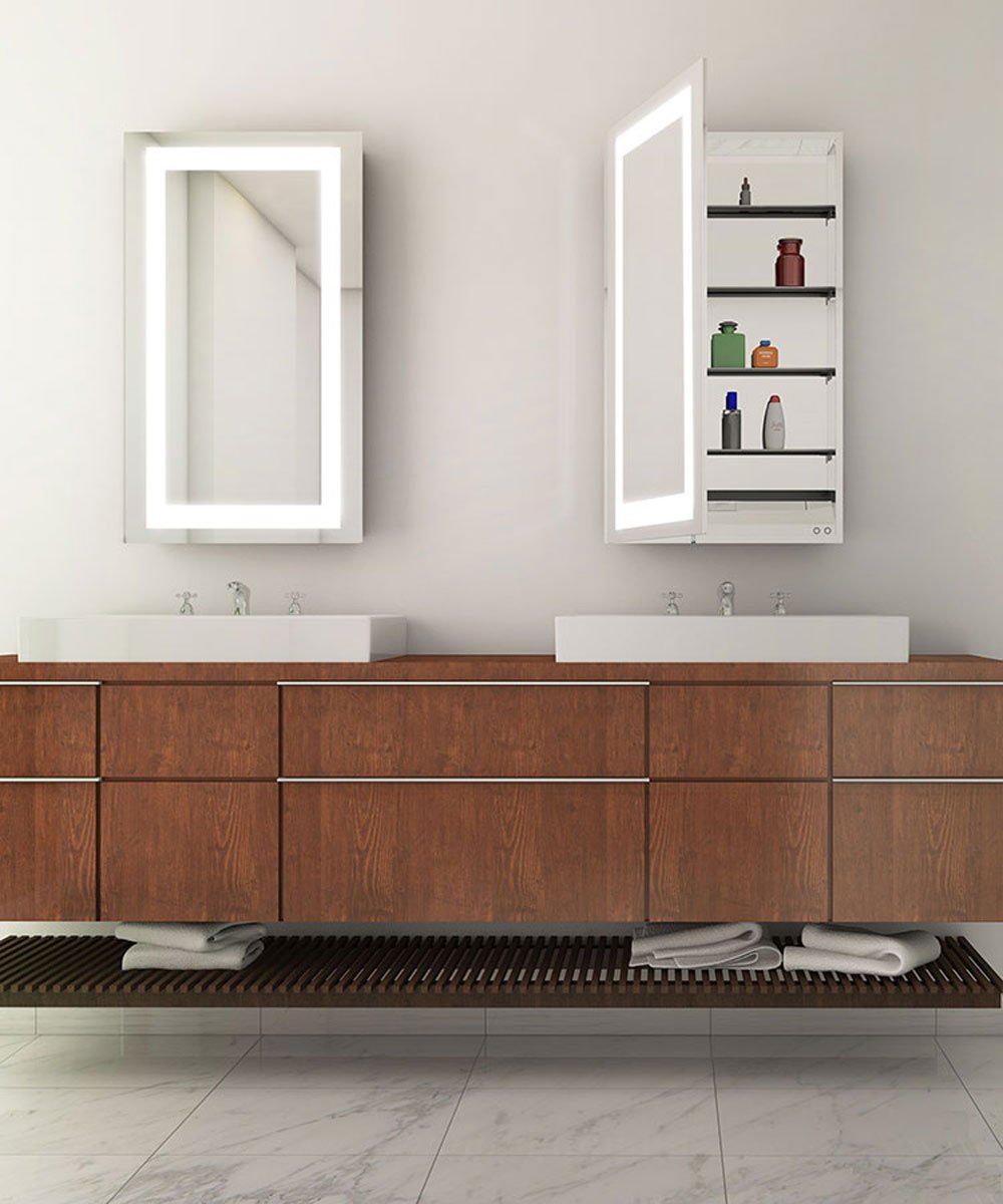 Ambiance Mirrored Cabinet with wood vanity