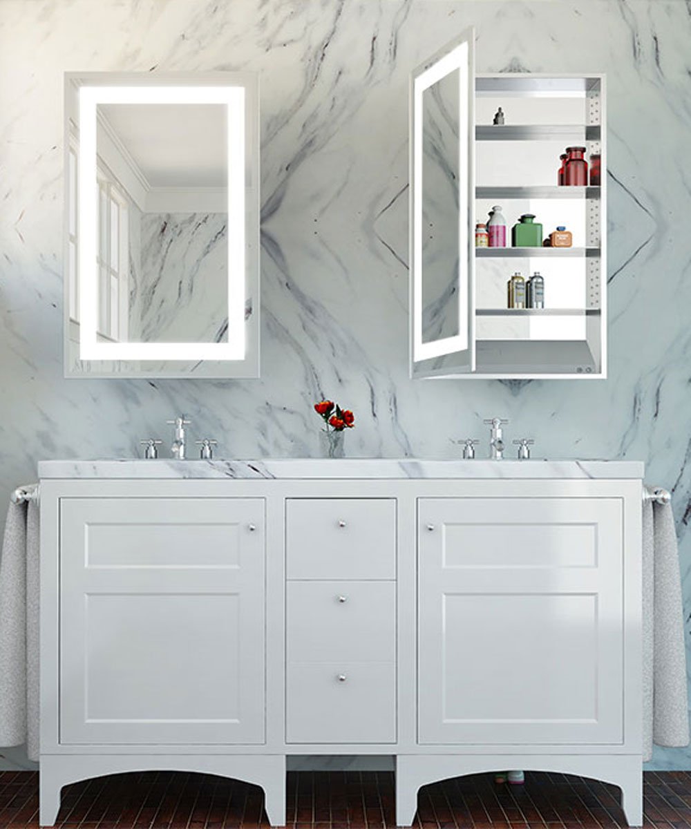 Ambiance Mirrored Cabinet marble background