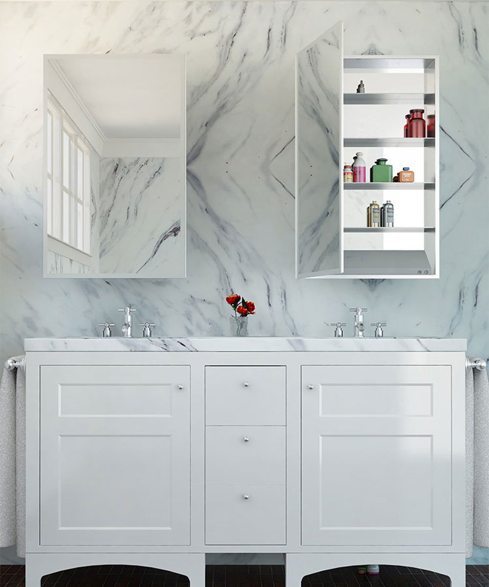 Simplicity Mirrored Cabinet-marble background