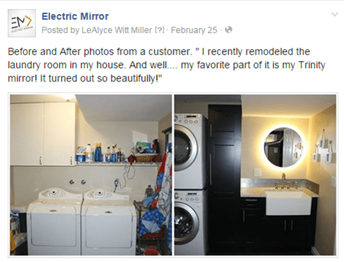 Trinity Lighted Mirror in laundry room remodel