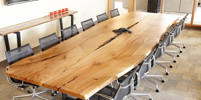 Conference table with character in commercial office