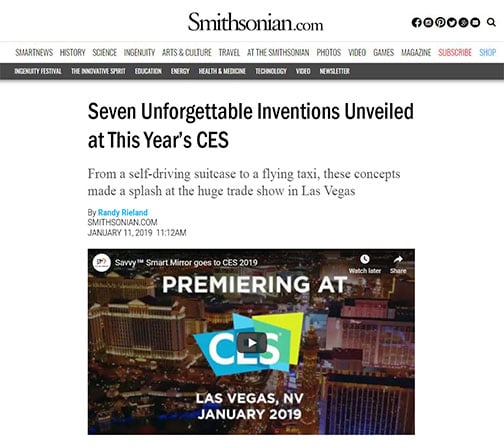 Smithsonian's article about Electric Mirror's Savvy Home smart mirror at the CES show